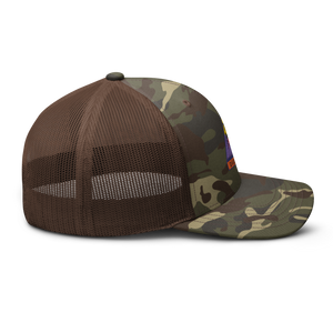 Camouflage trucker hat - Army - 740thTank Battalion SSI - Daredevil w Name Tape