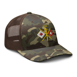 Camouflage trucker hat - Army - 124th Signal Bn - Voice Iron Horse - Vietnam Vet