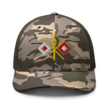 Load image into Gallery viewer, Camouflage trucker hat - Army - 124th Signal Bn - Voice Iron Horse - Vietnam Vet
