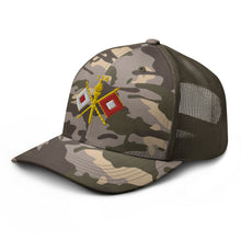 Load image into Gallery viewer, Camouflage trucker hat - Army - 124th Signal Bn - Voice Iron Horse - Vietnam Vet
