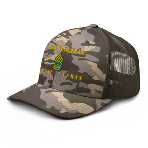 Camouflage trucker hat - Army - First Sergeant - Combat Veteran - Line