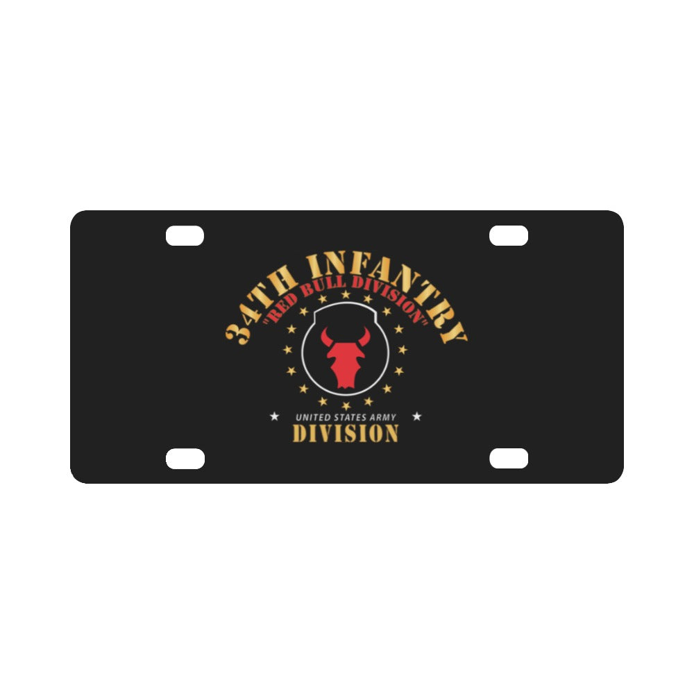 Army - 34th Infantry Division - Red Bull Division at War X 300 Classic License Plate