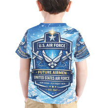 Load image into Gallery viewer, Little Kids' All Over Print Crew Neck T-Shirt - Young Patriot - Future Air Force
