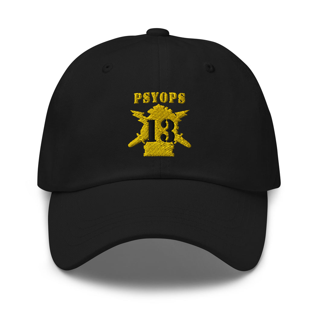Dad hat - Army - PSYOPS w Branch Insignia - 13th Battalion Numeral - Line X 300 - Hat