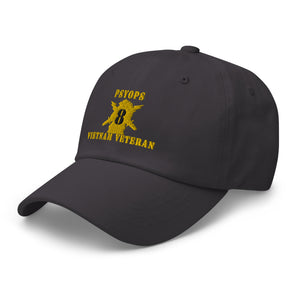Dad hat - Army - PSYOPS w Branch Insignia - 8th Battalion Numeral - w Vietnam Vet  Below X 300 - Hat