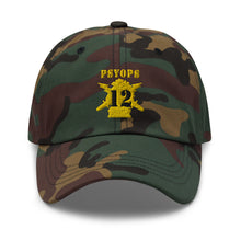 Load image into Gallery viewer, Dad hat - Army - PSYOPS w Branch Insignia - 12th Battalion Numeral - Line X 300 - Hat
