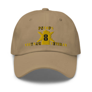 Dad hat - Army - PSYOPS w Branch Insignia - 8th Battalion Numeral - w Vietnam Vet X 300 - Hat
