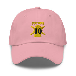 Dad hat - Army - PSYOPS w Branch Insignia - 10th Battalion Numeral - Line X 300 - Hat
