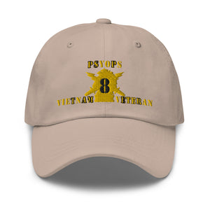 Dad hat - Army - PSYOPS w Branch Insignia - 8th Battalion Numeral - w Vietnam Vet X 300 - Hat