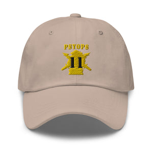 Dad hat - Army - PSYOPS w Branch Insignia - 11th Battalion Numeral - Line X 300 - Hat