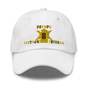 Dad hat - Army - PSYOPS w Branch Insignia - 8th Battalion Numeral - w Vietnam Vet X 300 - Hat