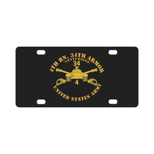 Load image into Gallery viewer, Army - 4th Bn, 34th Armor - Centurions - Armor Branch Classic License Plate
