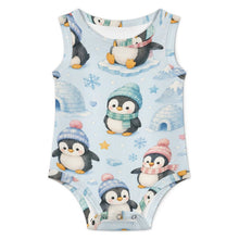 Load image into Gallery viewer, 200gsm Baby Sleeveless Romper(All-Over Printing) -  Penguin Winter Wonderland
