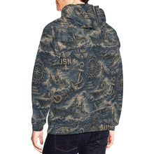 Load image into Gallery viewer, AOP Hoodie - Navy Heritage Men's All Over Print Hoodie (USA Size)
