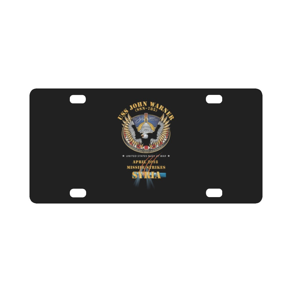 USS John Warner (SSN 785) - 2018 Missile Strike Syria X 300 Classic License Plate