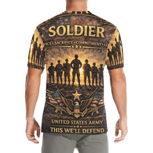 Load image into Gallery viewer, Men's All Over Print Crew Neck T-Shirt - Tribute Tee - United States American Soldier
