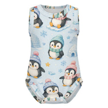 Load image into Gallery viewer, DTG 190gsm Cotton Baby Sleeveless Romper(All-Over Printing) - Penguin Winter Wonderland
