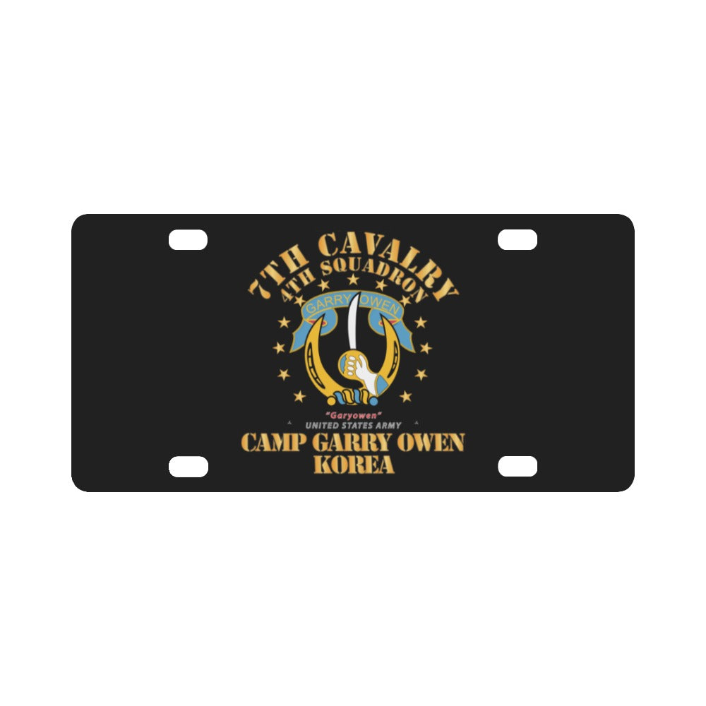 Army - 4th Squadron 7th Cavalry - Camp Gary Owen Korea X 300 Classic License Plate