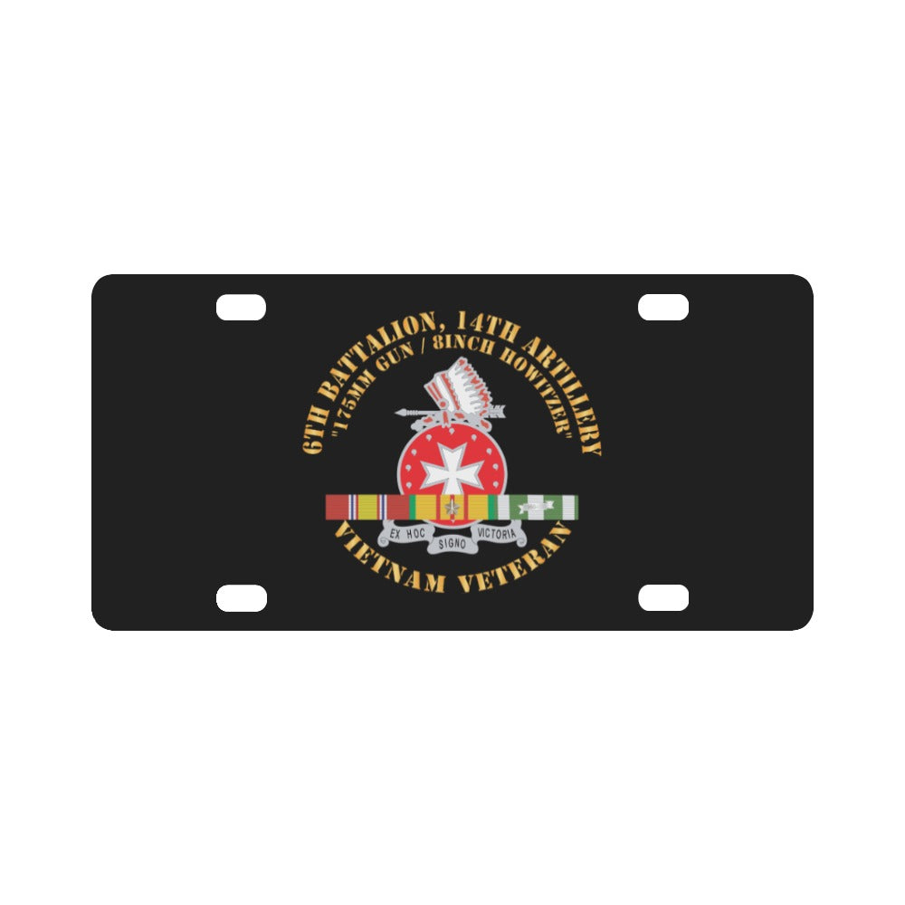 6th Battalion, 14th Artillery Regiment - DUI - VN SVC BAR - Top X 300 Classic License Plate