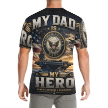 Load image into Gallery viewer, My dad is my Hero - Navy Men's All Over Print Crew Neck T-Shirt
