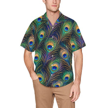 Load image into Gallery viewer, Peacock feathers Men's All Over Print Hawaiian Shirt With Chest Pocket
