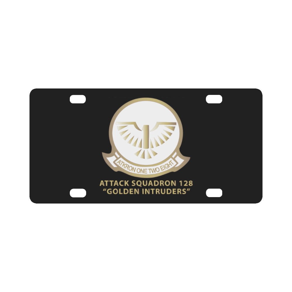 Attack Squadron 128 - Golden Intruders - White w Text X 300 Classic License Plate