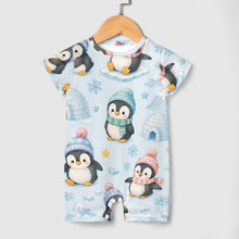 Load image into Gallery viewer, DTG 190gsm Cotton Baby Romper(All-Over Printing) - Penguin Winter Wonderland
