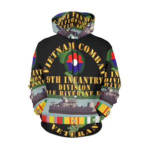 Men's All Over Print Hoodie (USA Size) (Model H13) - Vietnam Combat Vet w 9th Inf Div - Mobile Riverine Force w VN SVC