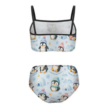 Load image into Gallery viewer, Two-Piece Swimwear for Girls(All-Over Printing) - Penguin Winter Wonderland
