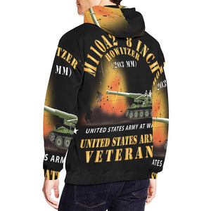 Men's All Over Print Hoodie (USA Size) (Model H13) - M110A2 - 8 Inch 203mm Howitzer - US Army Veteran w Fire At War