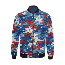 Load image into Gallery viewer, Bomber Jacket - Distressed American Flag Camo Pattern
