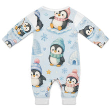 Load image into Gallery viewer, DTG 190gsm Cotton Long Sleeve Baby Romper(All-Over Printing) - Penguin Winter Wonderland
