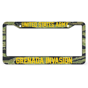 GRENADA INVASION - All Over Print License Plate Frame License Plate Frame Black