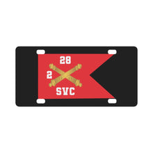 Load image into Gallery viewer, Army - SVC Brty, 2nd Battalion 28th Field Artillery Regiment - Red Wing Guidon X 300 Classic License Plate
