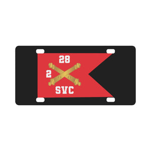 Army - SVC Brty, 2nd Battalion 28th Field Artillery Regiment - Red Wing Guidon X 300 Classic License Plate