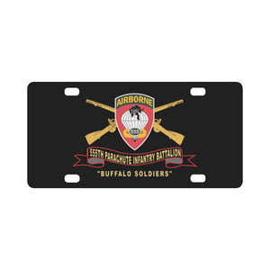 Army - 555th Parachute Infantry Battalion - SSI - Black - Red Buffalo Soldiers w Br - Ribbon X 300 Classic License Plate