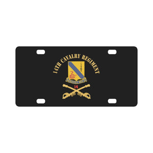 Army - 14th Cavalry Regiment w Cav Br - Red Txt X 300 Classic License Plate