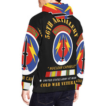 Load image into Gallery viewer, Men&#39;s All Over Print Hoodie (USA Size) (Model H13) - 56th Artillery - Pershing - Nuclear Capable w COLD Svc Medals
