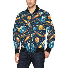 Load image into Gallery viewer, Retro Rocket Revolution Space Pattern Men's All Over Print Bomber Jacket
