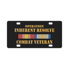 Load image into Gallery viewer, Opn Inherent Resolve (OIR) SVC Bar - Combat Veteran X 300 Classic License Plate
