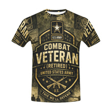 Load image into Gallery viewer, Men's All Over Print Crew Neck T-Shirt - Tribute Tee - United States Army Combat Veteran (Retired)

