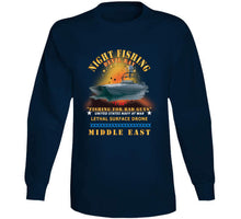 Load image into Gallery viewer, Navy - T-38 - Devil Ray - Night Fishing For Bad Guys - Middle East W Fire X 300 T Shirt
