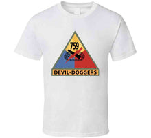 Load image into Gallery viewer, Army - 759th Tank Battalion Ssi W Nametape - Devil Doggers X 300 Classic T Shirt, Crewneck Sweatshirt, Hoodie, Long Sleeve
