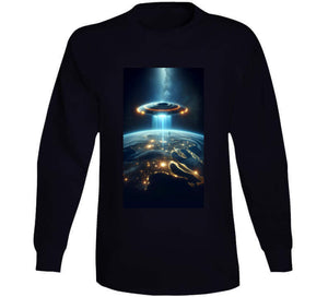 Alien Spaceship Flying Above The Earth T Shirt