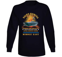 Load image into Gallery viewer, Navy - T-38 - Devil Ray - Night Fishing For Bad Guys - Middle East W Fire X 300 T Shirt
