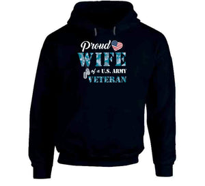 Proud Wife Of A Us Army Veteran Navy Camo W White Txt X 300 T Shirt