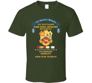 8th Infantry Division Scroll - 1st Bn, 83rd Field Artillery Regiment - Baumholder Germany - Cold War Vet W Cold Svc X 300 T Shirt