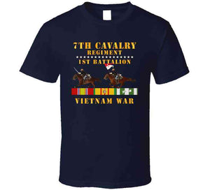 Army - 1st Battalion,  7th Cavalry Regiment - Vietnam War Wt 2 Cav Riders And Vn Svc X 300   Classic T Shirt, Crewneck Sweatshirt, Hoodie, Long Sleeve