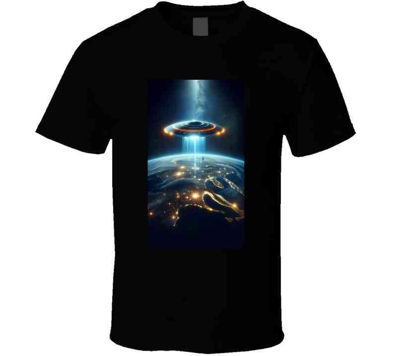 Alien Spaceship Flying Above The Earth Apron