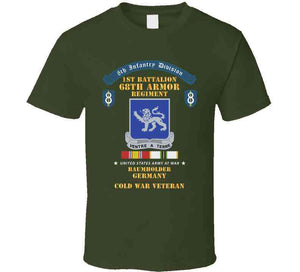 8th Infantry Division Scroll - 1st Bn 68th Armor Regiment - Baumholder Germany - Cold War Vet W Cold Svc X 300 T Shirt